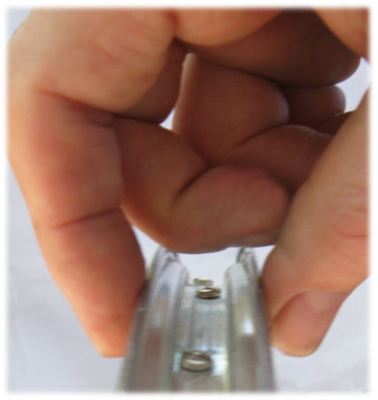 hand used as guage of rim width