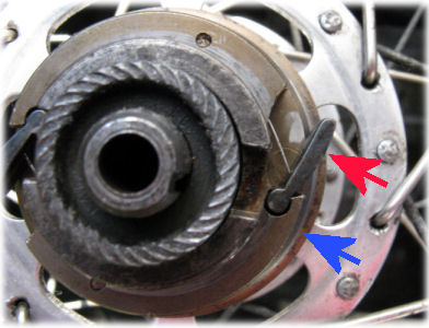 Inner body of freewheel showing pawl