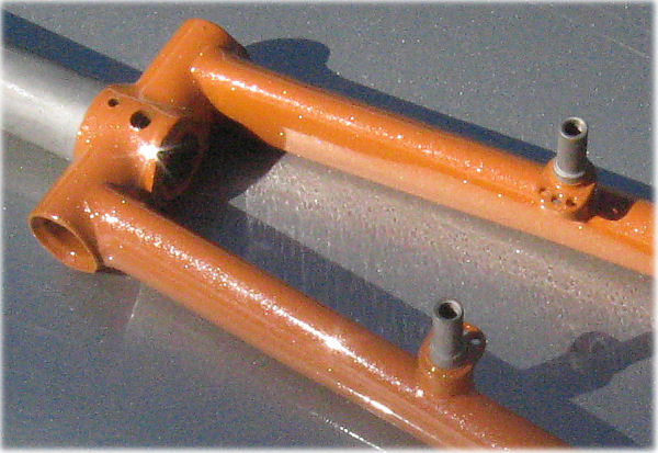 bicycle fork with metallic finish