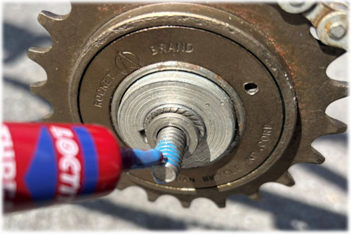 Using Loctite 242 to prevent nuts from loosening.