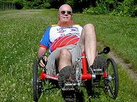 Sheldon Brown on his Greenspeed Trike