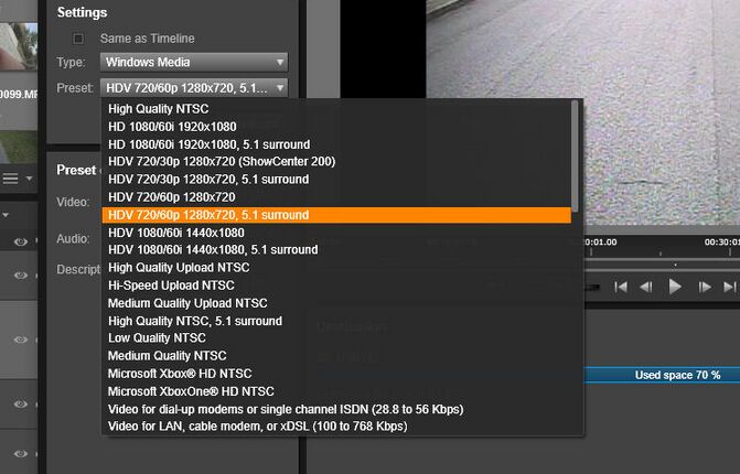 Exporting to a 60P WMA file